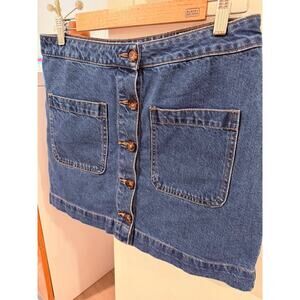 Free People Button Front Denim Mini Skirt ✨